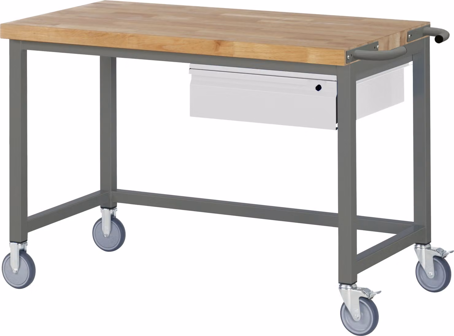 STIER Banco da lavoro mobile Premium, 1 cassetto, 125x70x88 cm, acciaio e faggio, banco da lavoro di montaggio