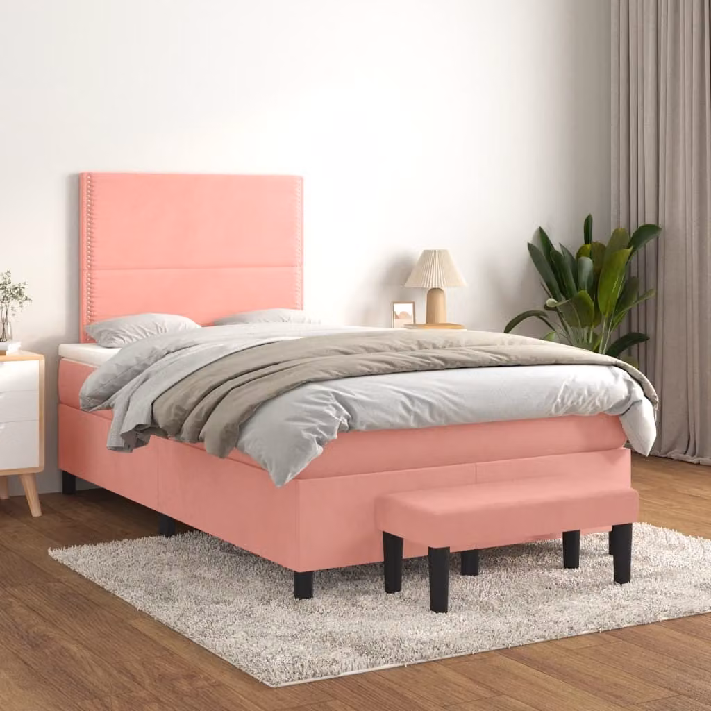 Maison Exclusive - Giroletto a Molle con Materasso Rosa 120x200 cm in Velluto