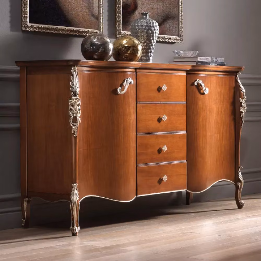 Madia credenza sagomata con 2 ante in legno Mobili 2G colore noce L: 170 cm, P: 57 cm, H: 110 cm – 2