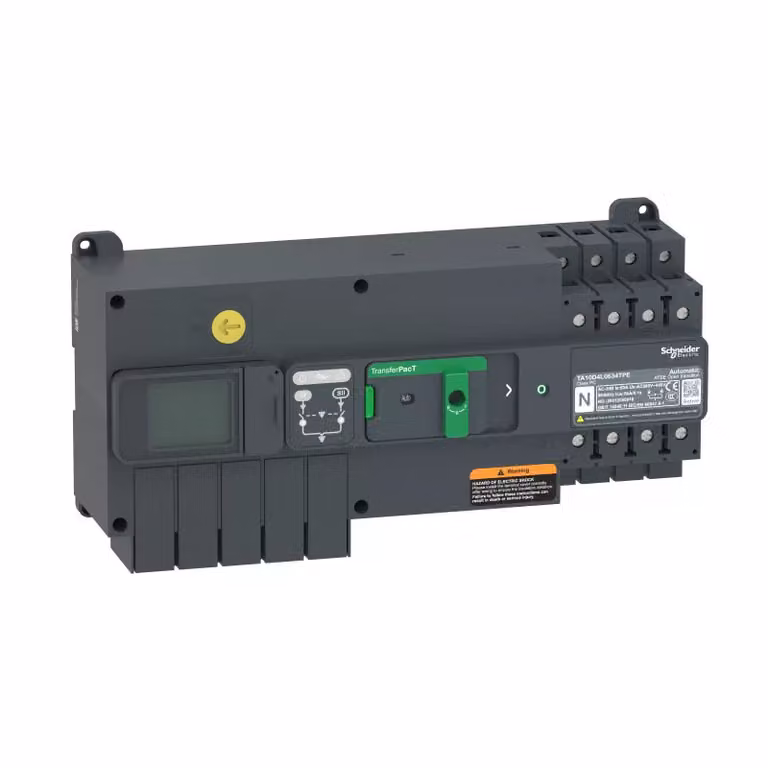 Schneider Electric TransferPacT Active TA100, commutatore automatico di rete, 100 A, 4 poli, display LCD, 400 V CA TA10D4L1004TPE