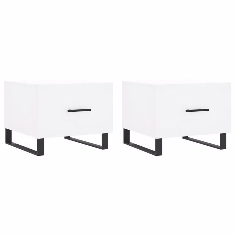 Tavolini da Salotto 2 pz Bianchi 50x50x40 cm Legno Multistrato