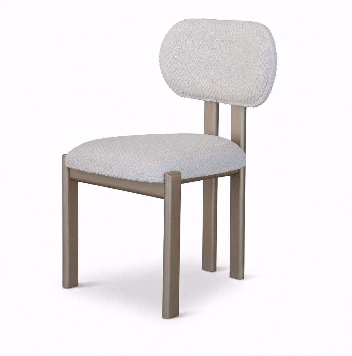 Sedia, colore bianco e marrone, stile moderno, confortevole, minimalista, semplice
