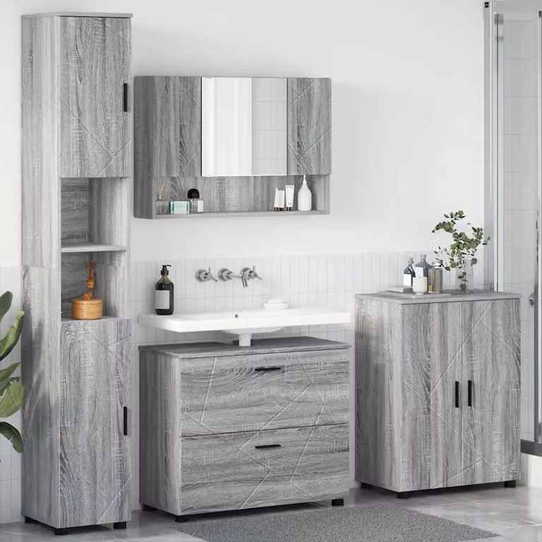 Set di mobili per il bagno vidaXL 4 pezzi Grigio, L/P/H: 35 x 30 x 192 cm