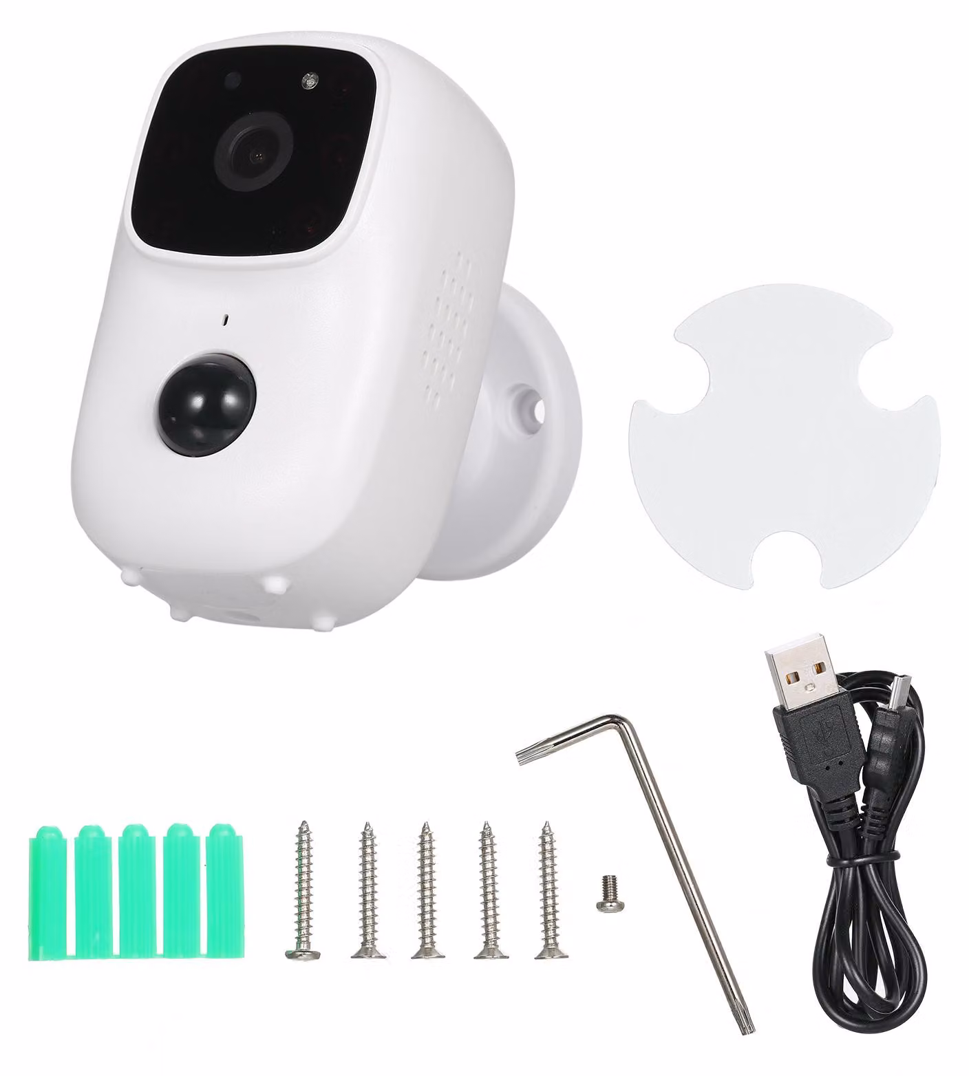 Telecamera wireless, ricaricabile tramite batteria, per la sicurezza domestica, con connessione Wi-Fi, rilevamento del movimento, visione notturna a infrarossi, microfono e altoparlante integrati per l'uso sia interni che esterni