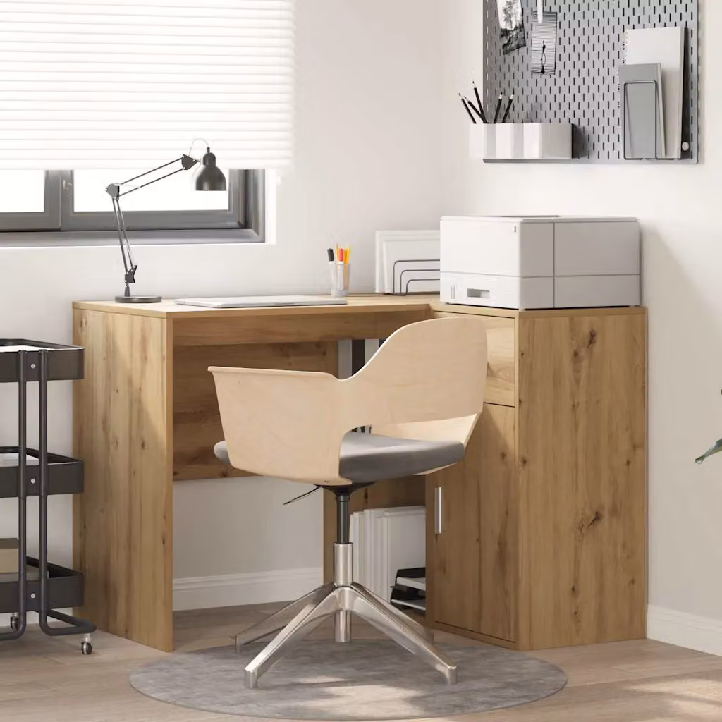 Scrivania ad angolo moderna vidaXL in legno color rovere, L: 102 cm, P: 88 cm, H: 75 cm