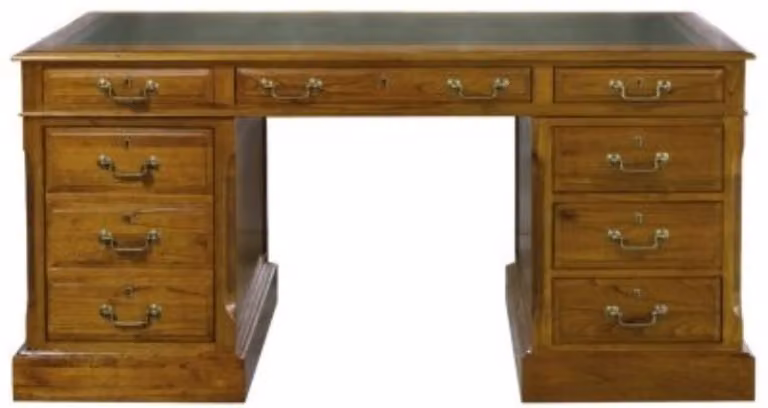 Casa Padrino scrivania con anta e 6 cassetti marrone/verde 160 x 80 x h. 79 cm - Mobili per ufficio