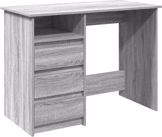 Scrivania moderna in legno MDF e laminato grigio L: 102 cm, P: 50 cm, H: 75 cm