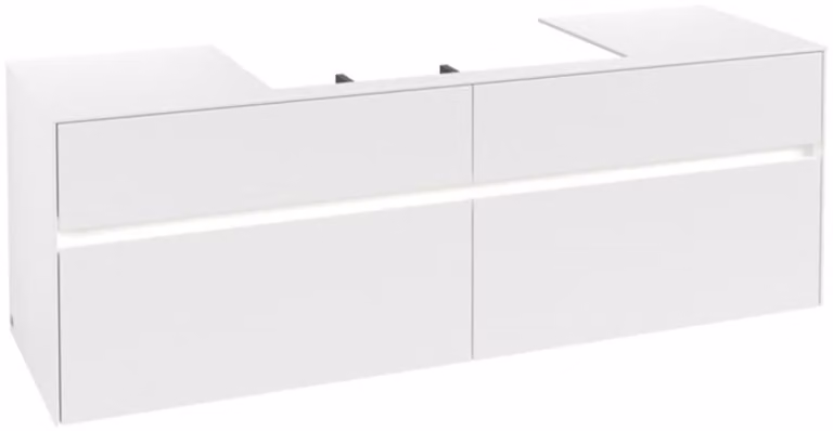Villeroy & Boch Collaro Meuble sous-lavabo, montage mural, 4 tiroirs, lavabo au centre, avec éclairage, 1600x548x500mm, C028B0MS, C028B0MS