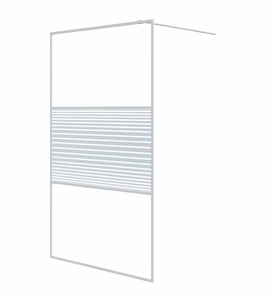 Parete Doccia Walk in vidaXL Bianca con Vetro Trasparente ESG, L: 115 cm, H: 195 cm