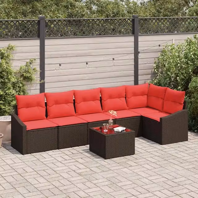 Set di divani 7 pz Marrone polyrattan 3346754