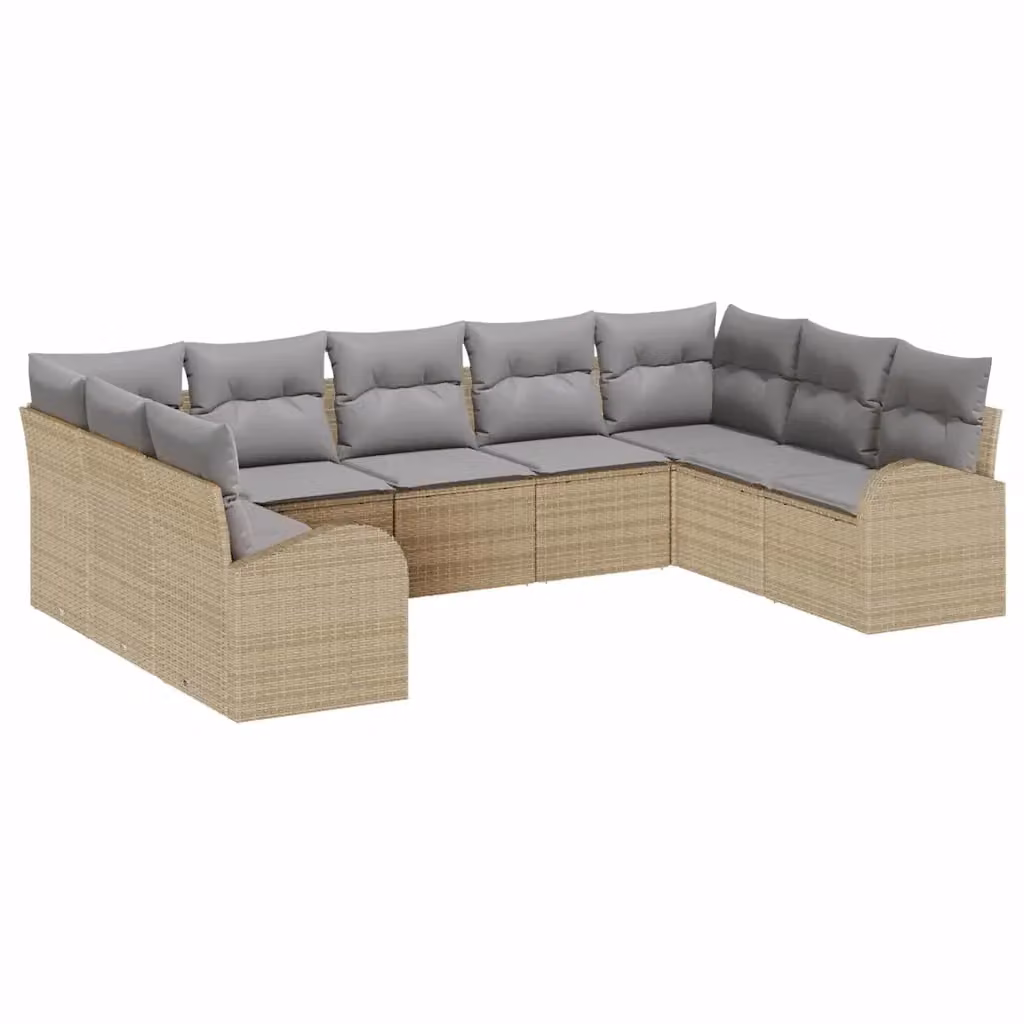 Set Divano da Giardino Moderno vidaXL in Polyrattan con Cuscini Beige e Grigio – 2