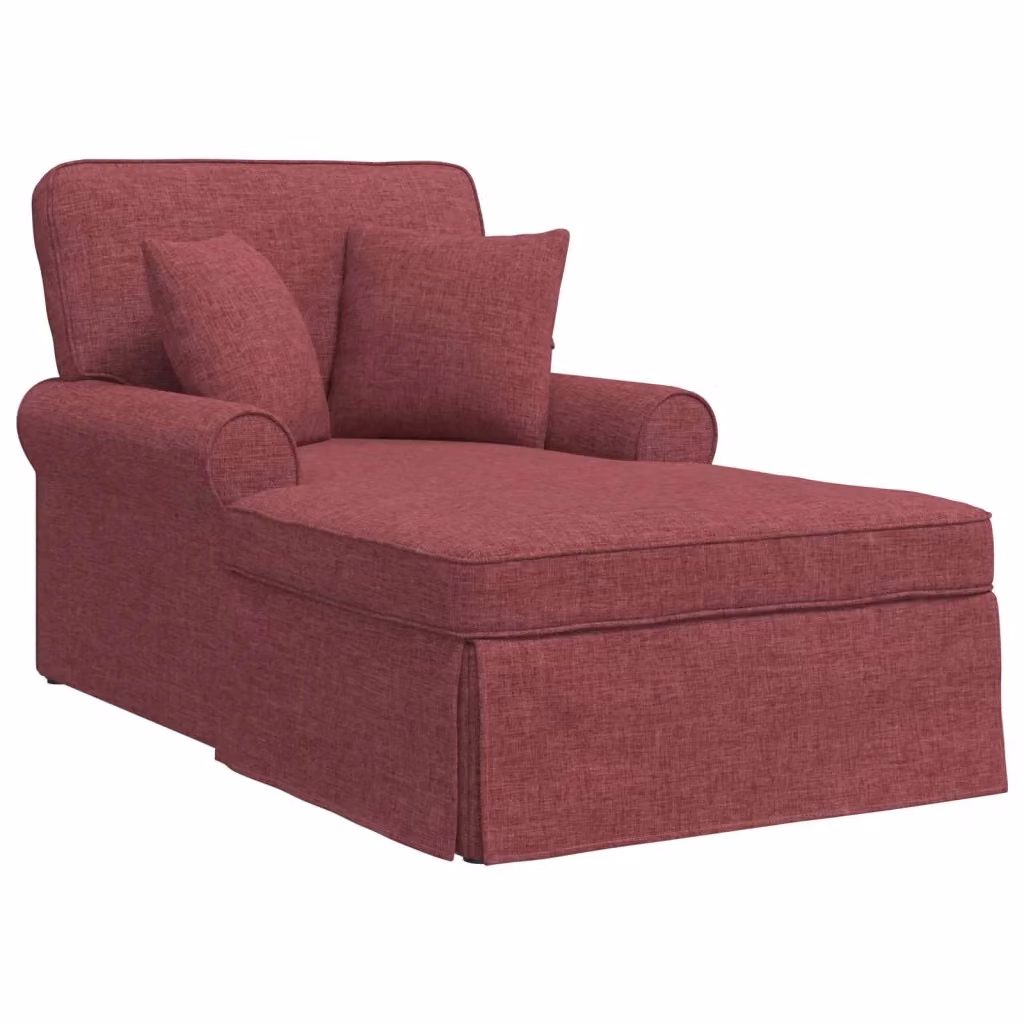Chaise Longe moderna vidaXL in tessuto rosso con gonna e 3 pezzi, H 91 x L 157 x P 91 cm – 2