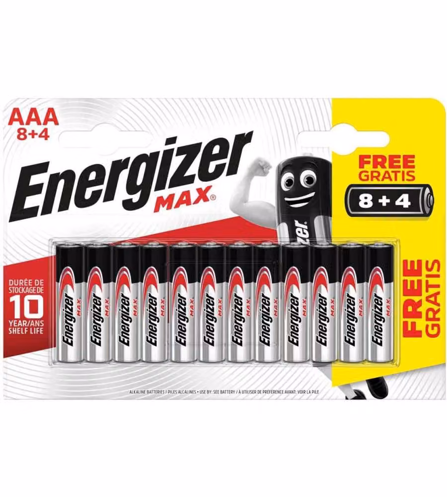 Energizer Batterie Alcaline AAA Silver - Confezione da 12 Pile Max
