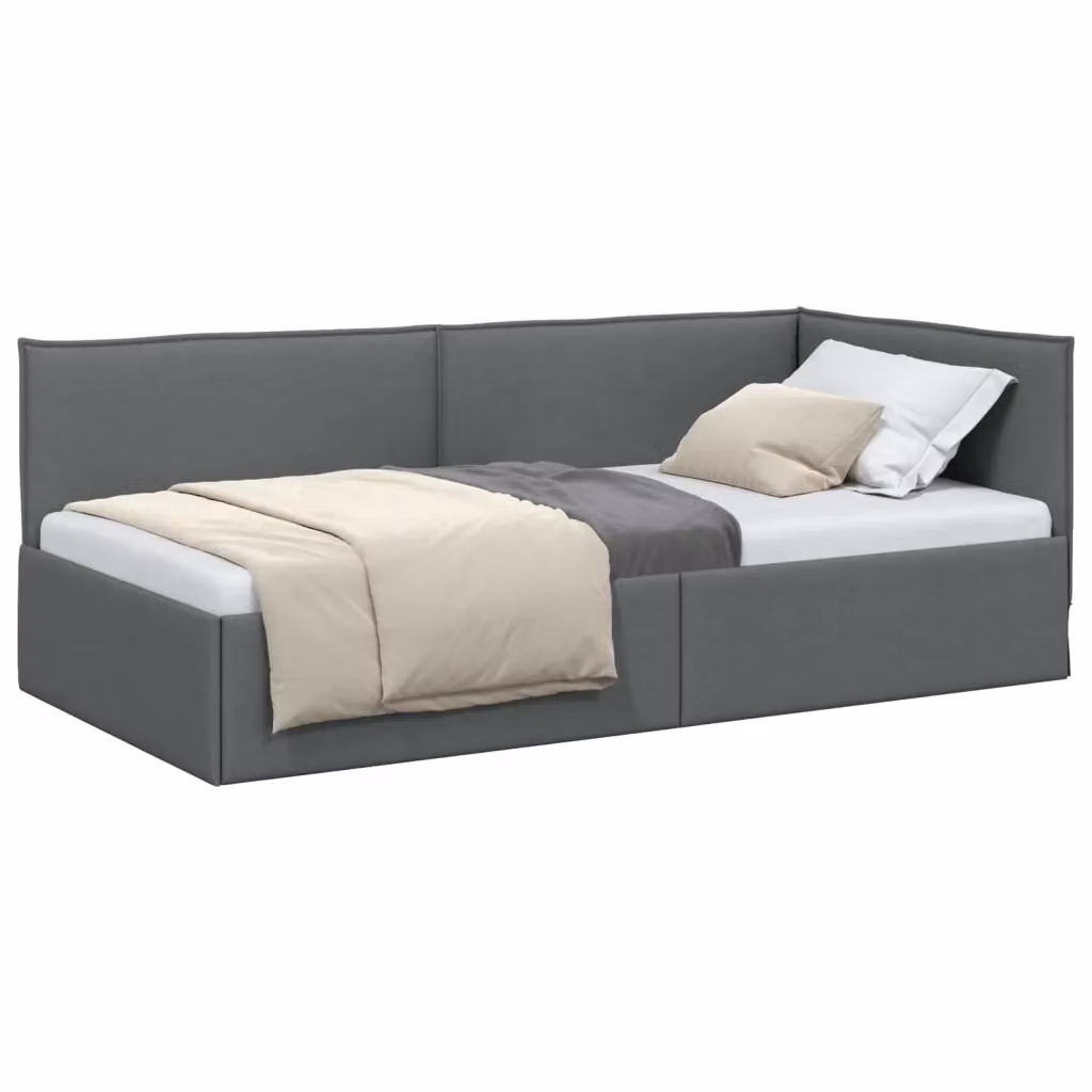 Letto ad angolo moderno vidaXL con chaise longue asimmetrica in tessuto grigio, L/P/H: 204 x 140 x 104 cm – 2