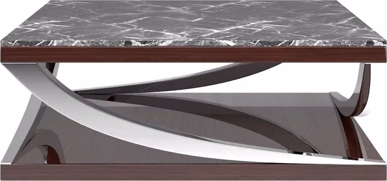 Tavolino Casa Padrino nero / testa di moro / argento 120 x 120 x h. 43 cm - Elegante tavolino da salotto con piano in marmo - Mobili da salotto