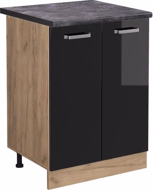 Mobiletto base cucina R-Line Nero lucido/Rovere dorato 60 cm, PL Antracite Vicco