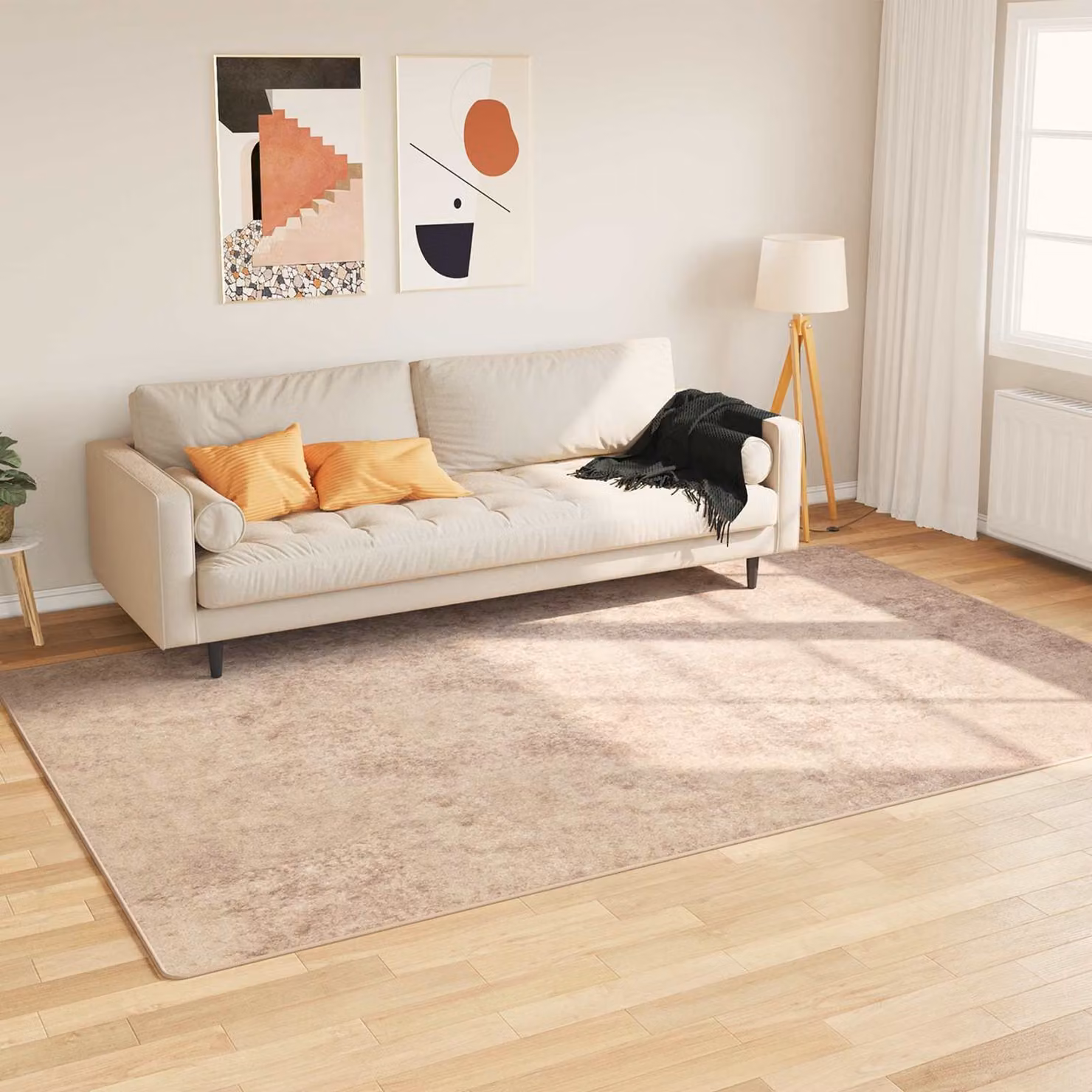 Tappeto Runner MARSA vidaXL Beige, Design Astratto Moderno, Lavabile e Antiscivolo, L 150 x P 230 cm, in Poliestere