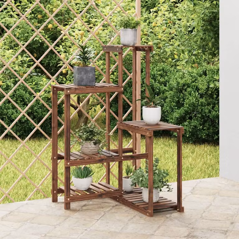 vidaXL Portafiori in Legno di Abete Massello Marrone L: 62,5 cm, P: 61,5 cm, H: 101,5 cm