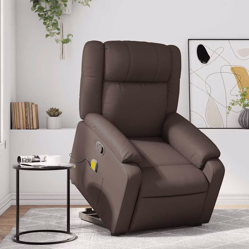 vidaXL Poltrona Alzapersona Reclinabile con Assistenza Elettrica in Similpelle Marrone – 1