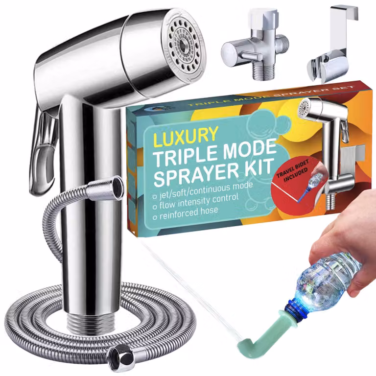 Doccia per bidet da montare sul WC, con 3 modalità: ideale per pannolini lavabili e per un getto mirato