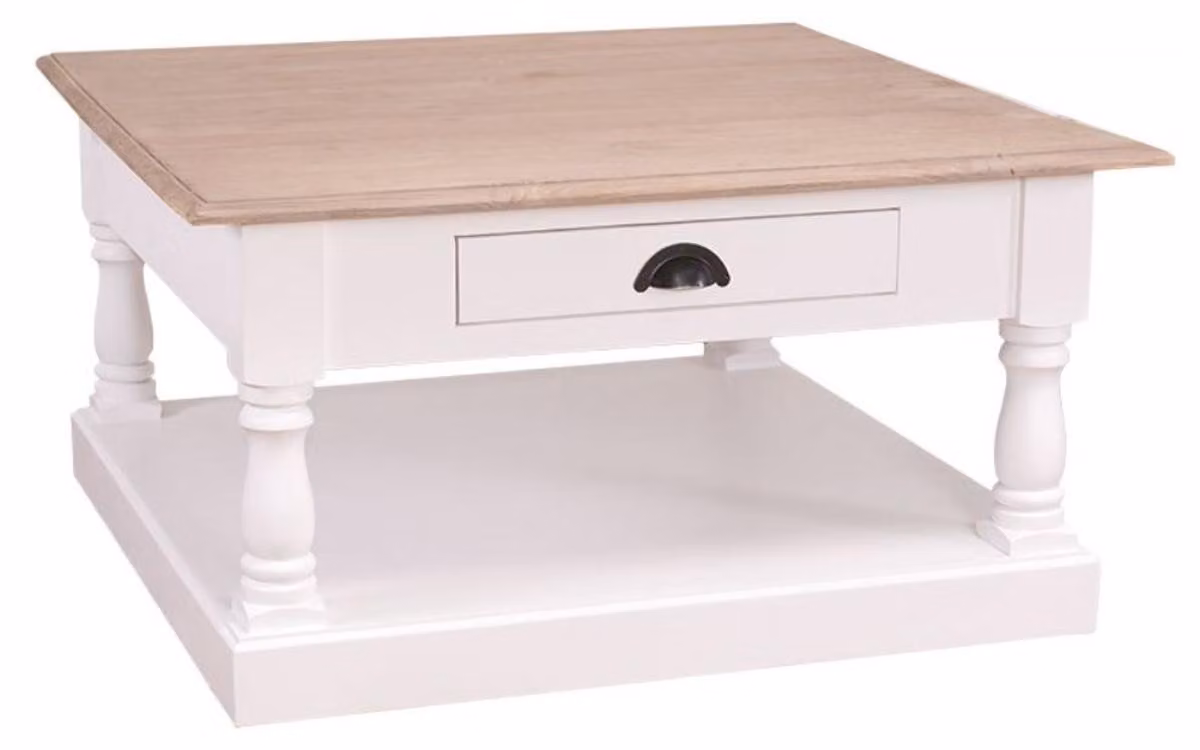 Casa Padrino tavolino in stile country con cassetto 90 x 90 x h. 47 cm - Mobili in stile country