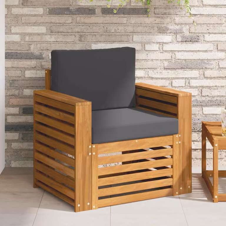Set di divani da esterno vidaXL in legno di acacia massello con cuscini grigi antracite