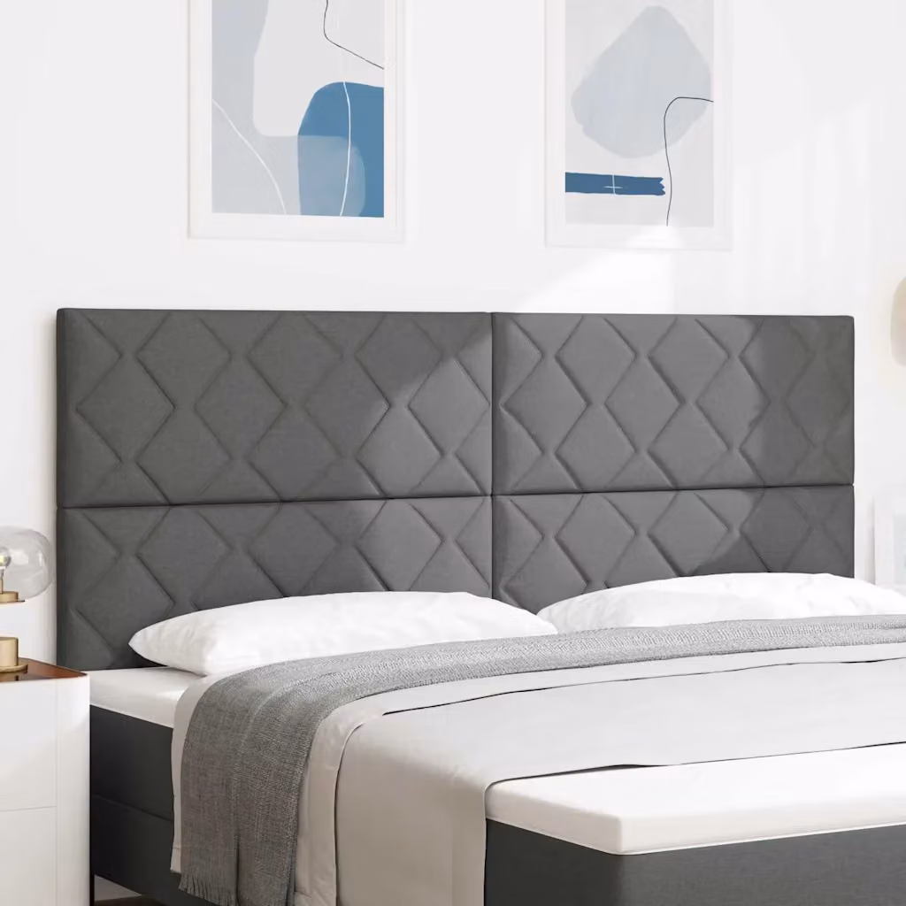 Testiera per letto moderna vidaXL in tessuto grigio con struttura in legno e pannello imbottito, Larghezza: 200 cm