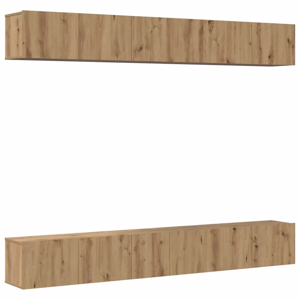 Set mobile TV moderno vidaXL in legno MDF color rovere marrone, 6 pezzi – 2