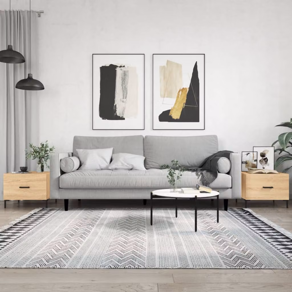 Set di 2 tavolini da salotto vidaXL in legno color rovere, design moderno e quadrato, L/P/H: 50 x 50 x 40 cm
