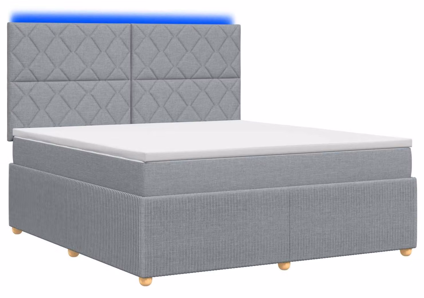 Letto boxspring LED con materasso Grigio chiaro 160 x 200 cm Tessuto