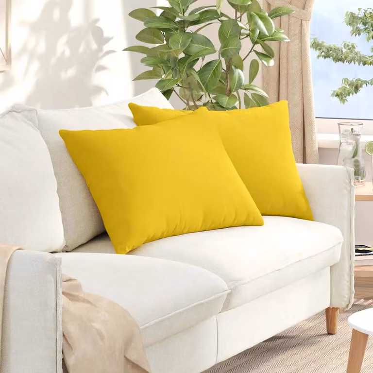 Set di 2 cuscini da divano vidaXL in tessuto giallo, forma rettangolare, L: 70 cm x P: 50 cm