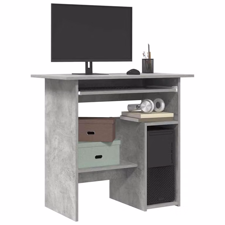 Scrivania moderna vidaXL in legno e MDF, colore grigio, L 80 x P 45 x H 74 cm