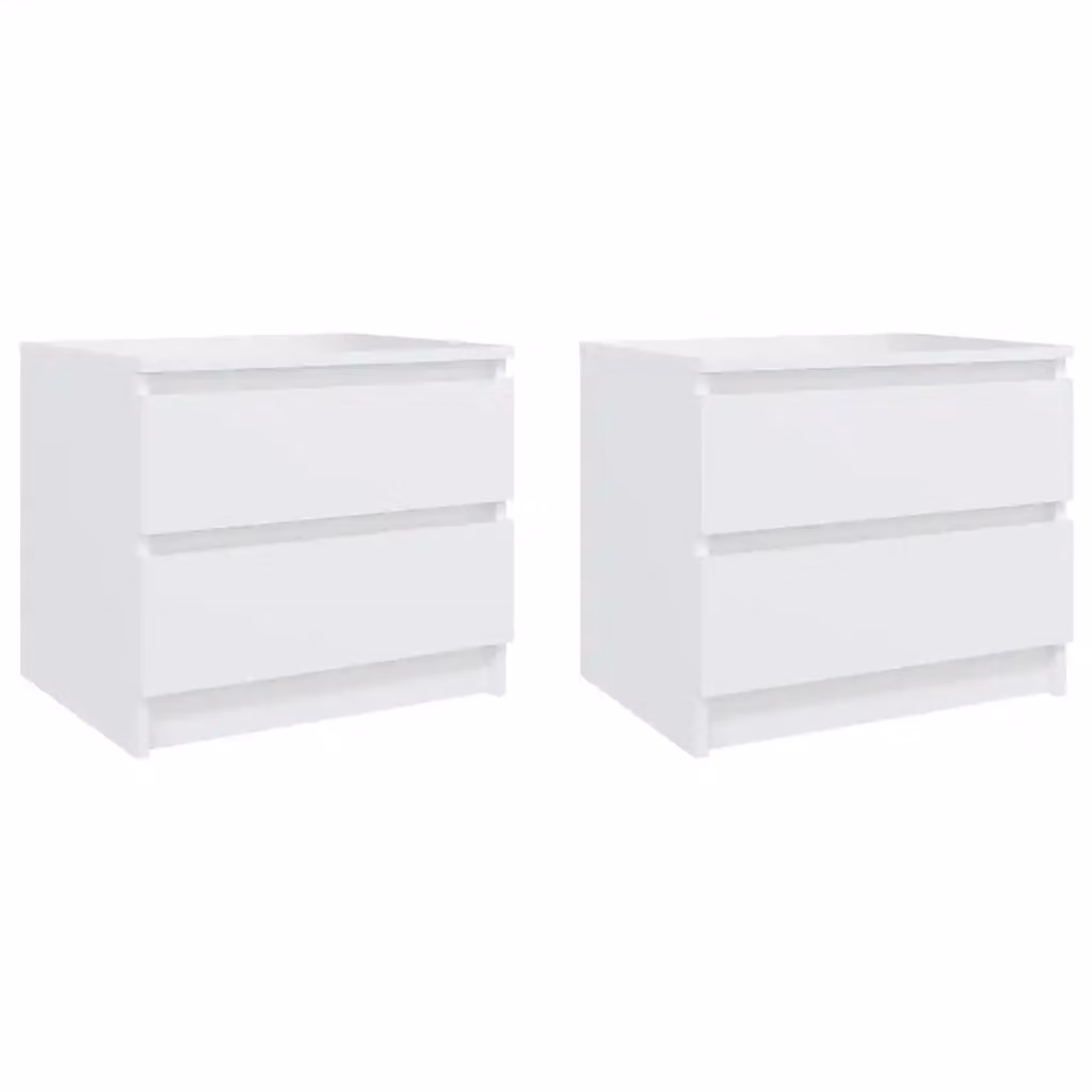 Set di 2 comodini bianchi moderni vidaXL in legno multistrato e MDF L 50 cm, P 39 cm, H 43,5 cm