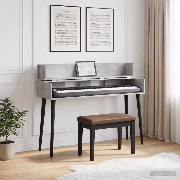 Scrivania da studio moderna vidaXL Grigio, L 152 x P 40 x H 19,5 cm