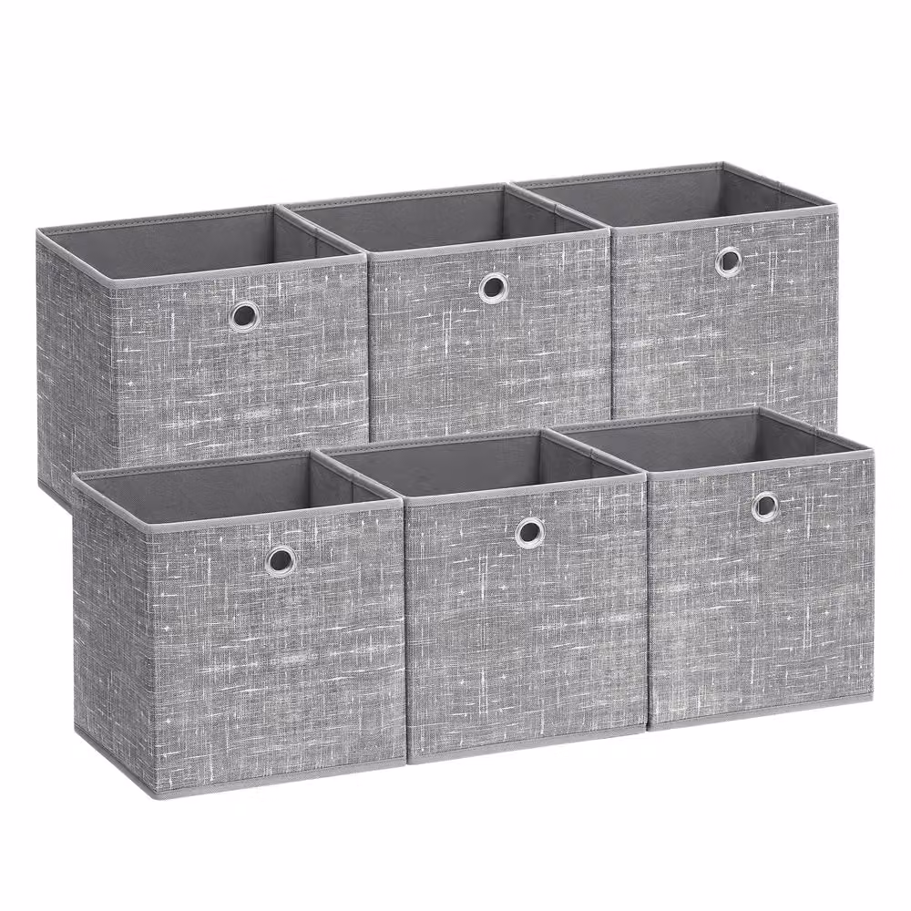 Scatola Portaoggetti Pieghevole, Grigio Melange / Set di 6 / 33 x 33 x 33 cm