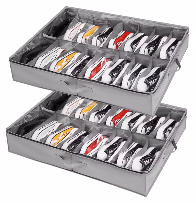 Set di 2 contenitori per scarpe da posizionare sotto il letto, per un totale di 32 paia