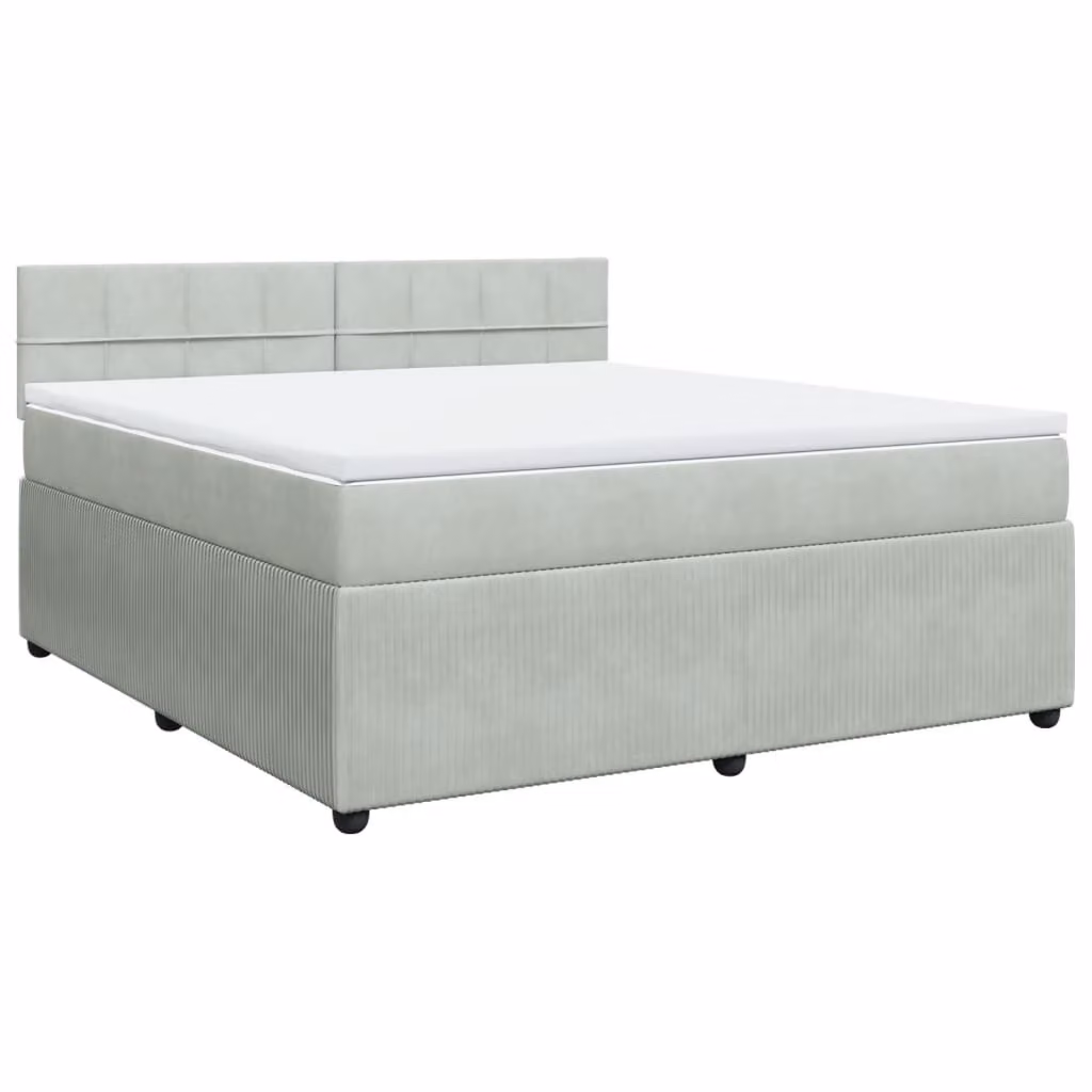 Giroletto a Molle con Materasso Grigio Chiaro 180x200cm Velluto