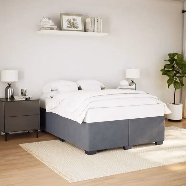Giroletto senza Materasso-Struttura Letto Grigio Scuro 140x190 cm Velluto 731296