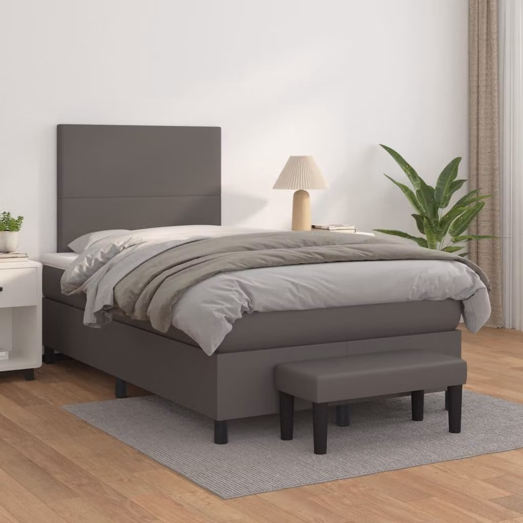 Maison Exclusive - Letto boxspring con materasso grigio 120x200 cm in ecopelle