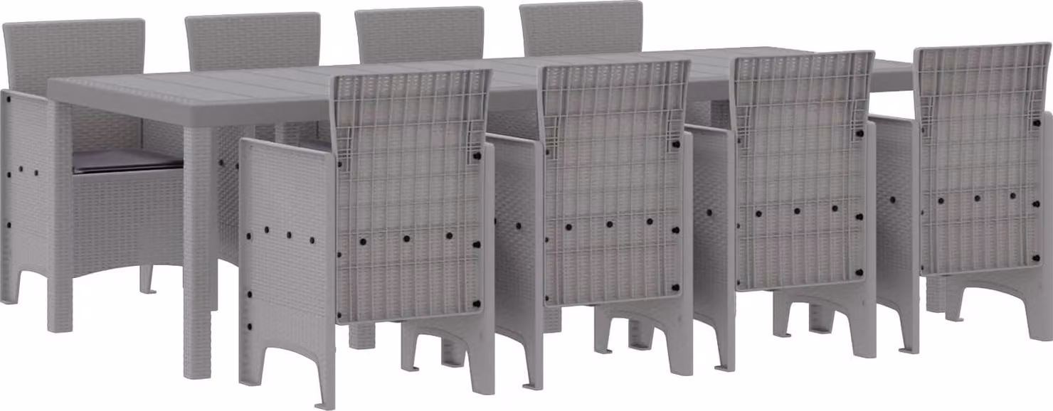 Set da Pranzo per Giardino 9 pcs Bianco Polipropilene