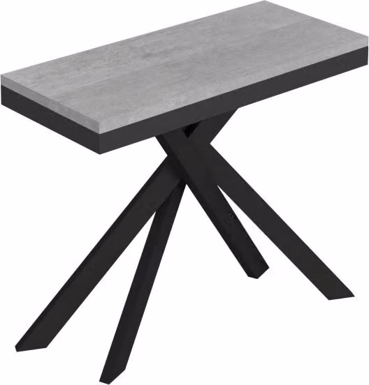 Consolle Allungabile Saki Small Evolution GIORDANOSHOP Colore Cemento con Gambe Antracite L/P/H: 90-196 x 40 x 77 cm