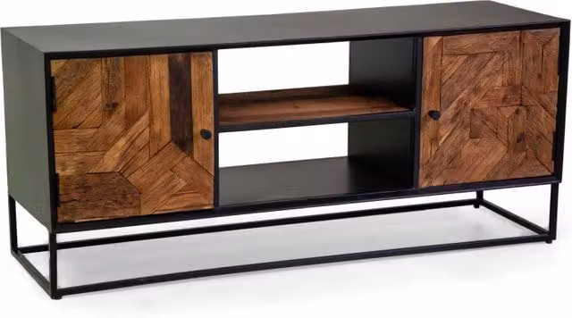 Mobile Legno Jaipur Naturale Top Nero Cm 130x40h55