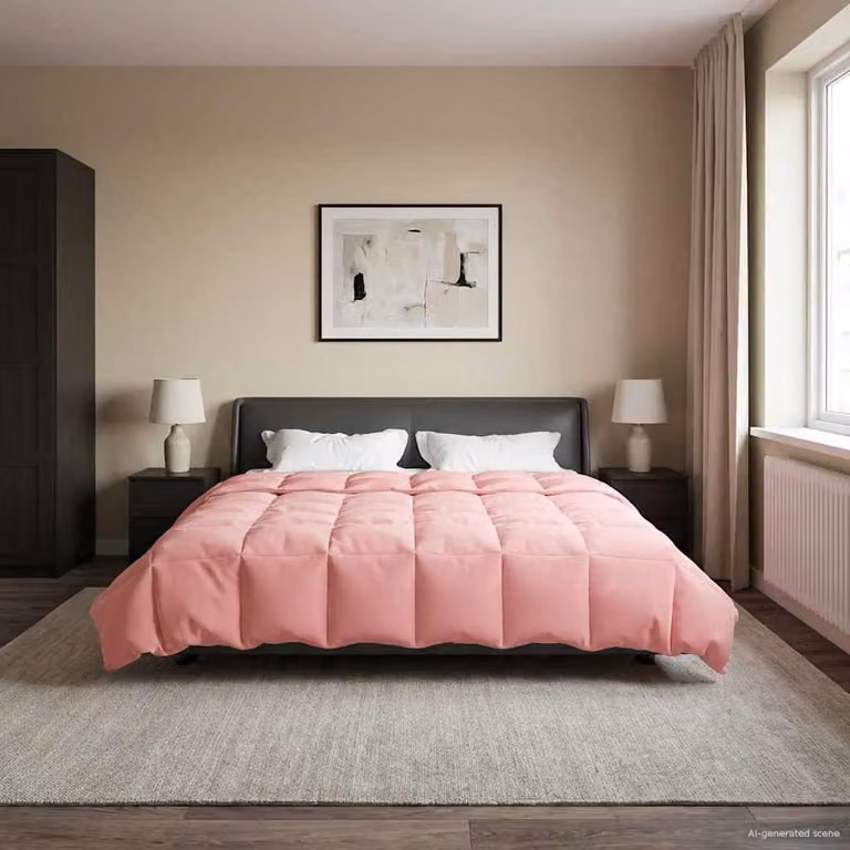 Piumino Estivo vidaXL in Microfibra Traspirante e Reversibile, Rosa, 200 x 200 cm