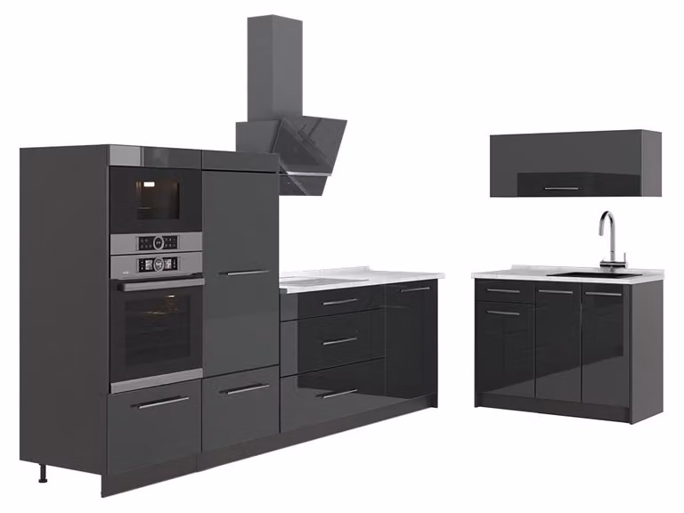 Cucina Vicco Fame-Line Antracite lucido/Antracite 380 cm, PL Marmo, Model 64054