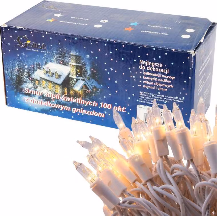 Tenda luminosa Fiocco di neve 100 luci con presa supplementare, 6,5 m, a batteria, per esterni