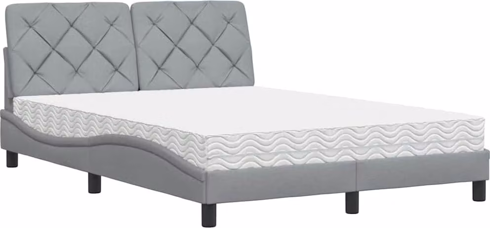 Letto con Materasso Grigio Chiaro 120x200cm Tessuto