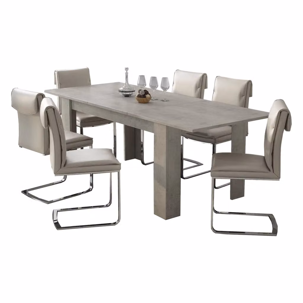 Tavolo allungabile moderno Campora in finitura grigio cemento, L: 220 cm, P: 90 cm, H: 75 cm – 2