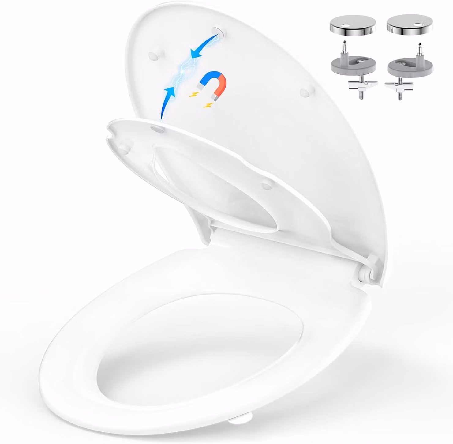 Copriwater per WC con sistema di sicurezza per bambini, chiusura ammortizzata, materiale Duroplast, 2-in-1, ideale per famiglie