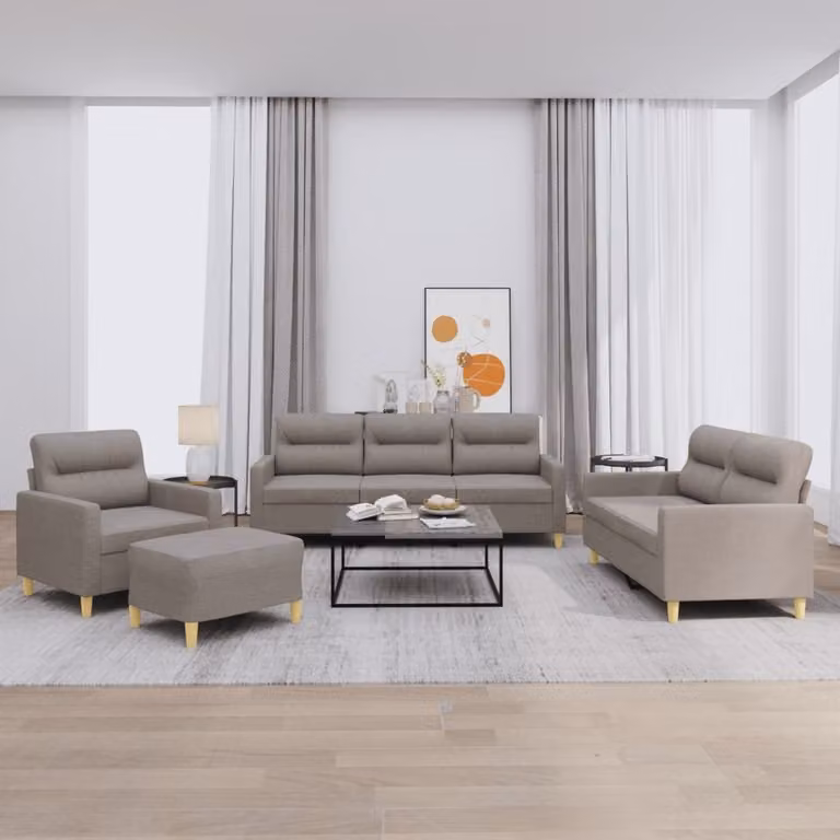 Maison Exclusive - Set divano 4 pezzi con cuscini in tessuto color taupe