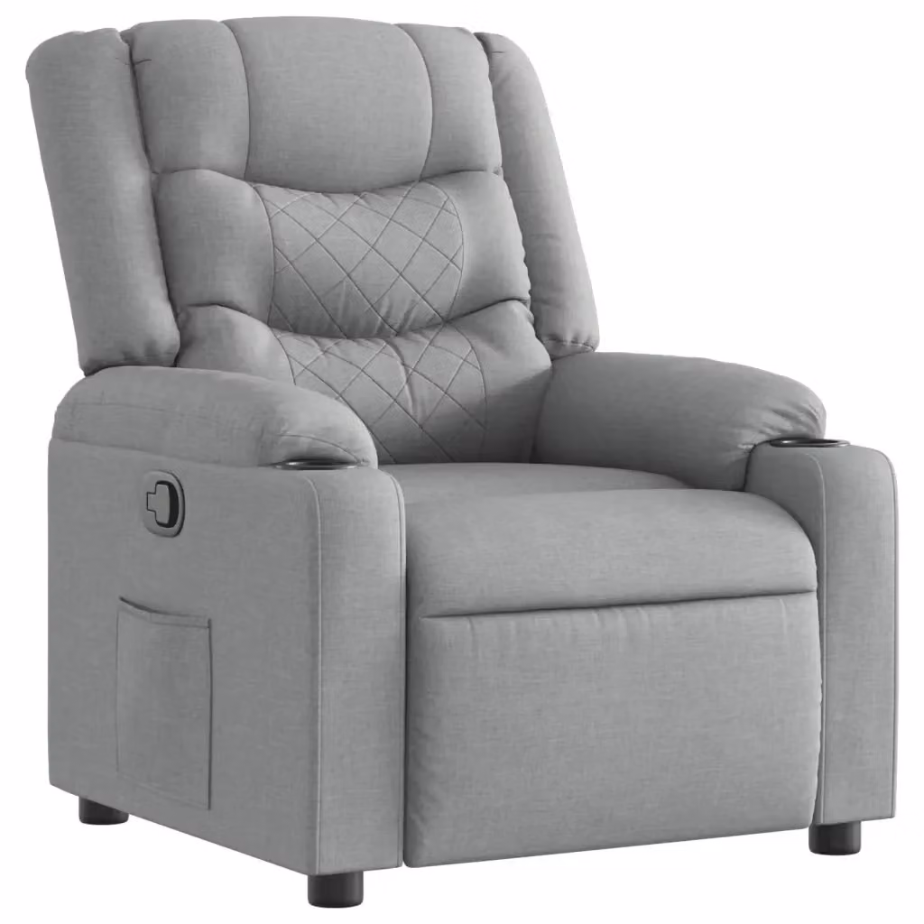 Poltrona Reclinabile Relax vidaXL in Tessuto Grigio con Braccioli e Leva Manuale – 2